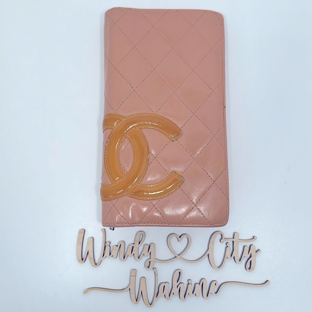 Authentic CHANEL Cambon Line Long Bi-Fold Wallet- Beige